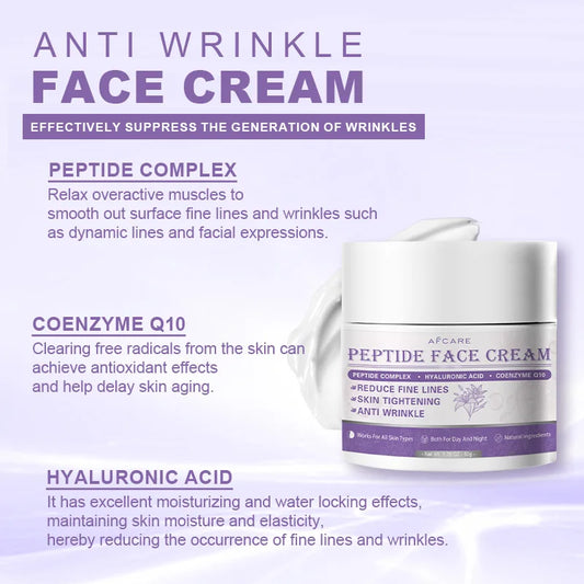 Peptide Face Cream Anti Wrinkle Coenzyme Q10 Reduce Fine Lines Firming Skin Moisturizer Nourishing Tender Skincare Products