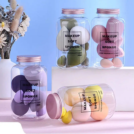 7PCS Canned Cosmetic Sponge Set Dry And Wet Liquid Foundation Powder Cosmetic Puff Professional Cosmetic Tools Make-up Artist